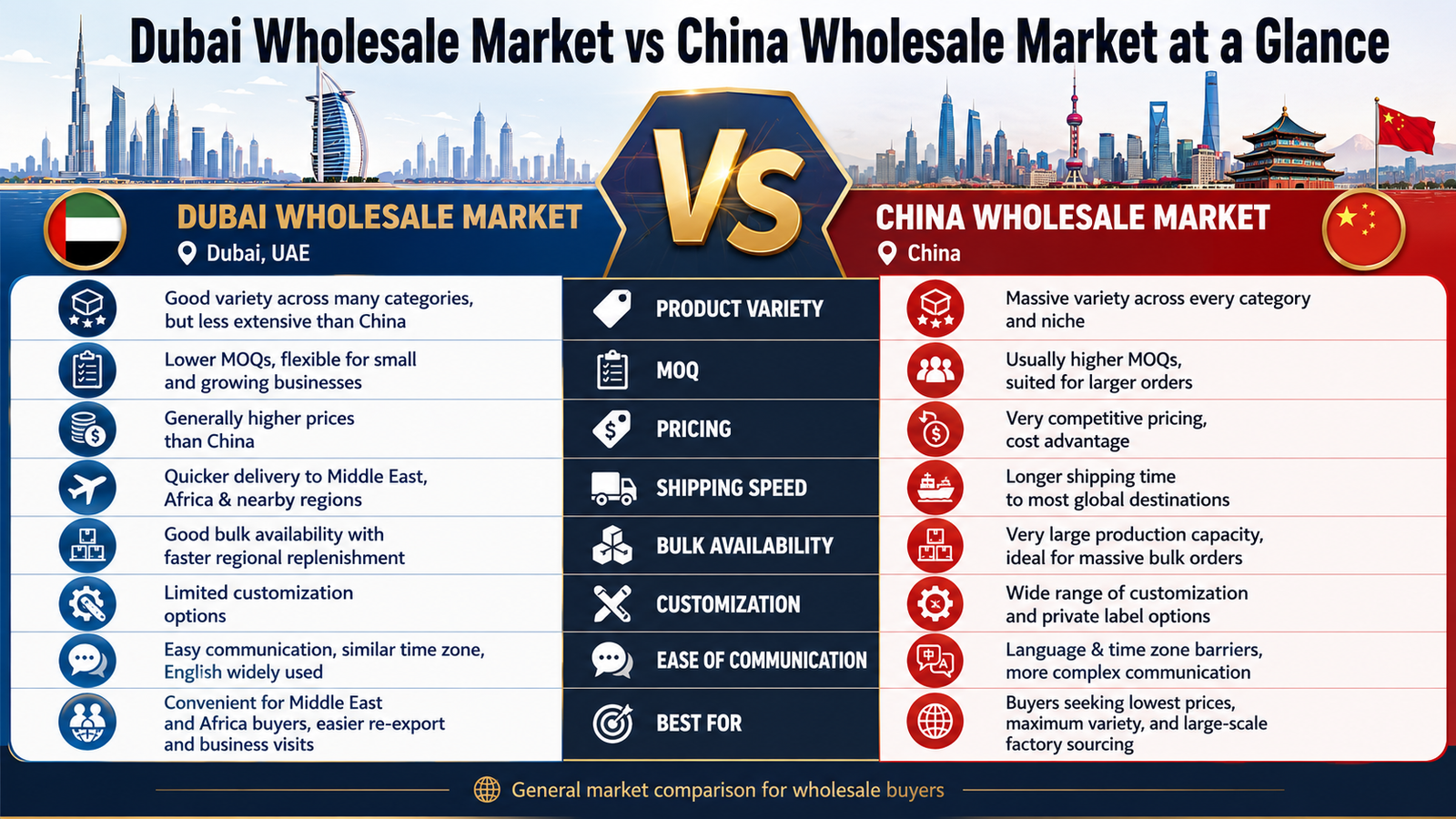 Dubai Wholesale Market vs China Wholesale Market at a Glance