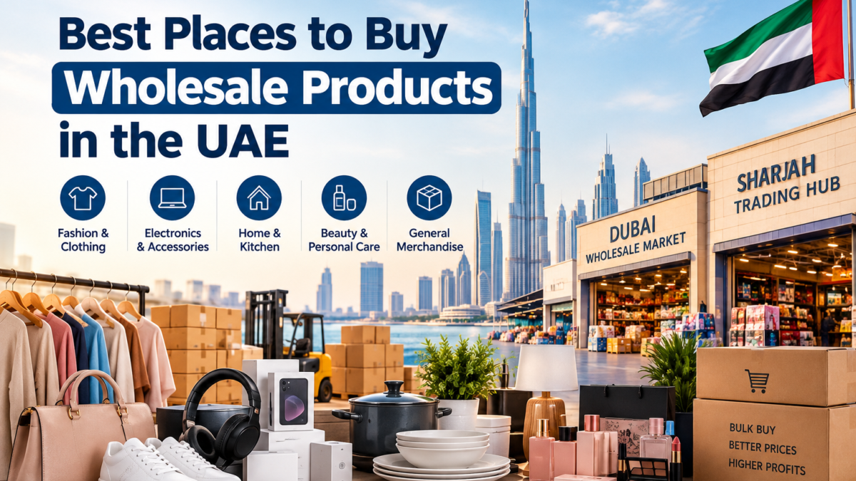 Best places to buy wholesale products in the UAE, featuring Dubai wholesale markets and a variety of bulk products