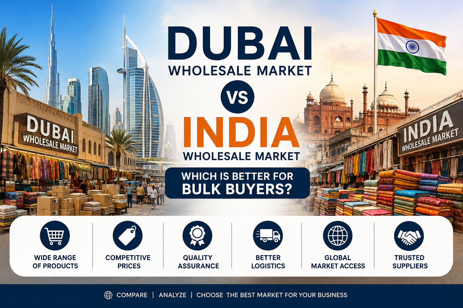 Dubai Wholesale Market vs India Wholesale Market comparison for bulk buyers